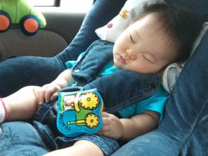 Sleeping in the car!